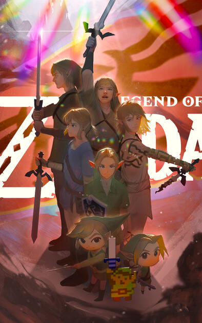 "Link in 8 different games, 8 different artstyles" – Personal work