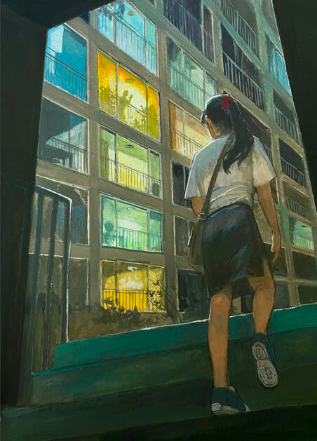 "Getting Home" – Gouache and pen, Hwabangnet 화방넷Seasonal Event